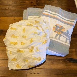 Pottery barn crib sheets and quilt